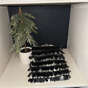 Chic Black and Silver Sequin Wristlet